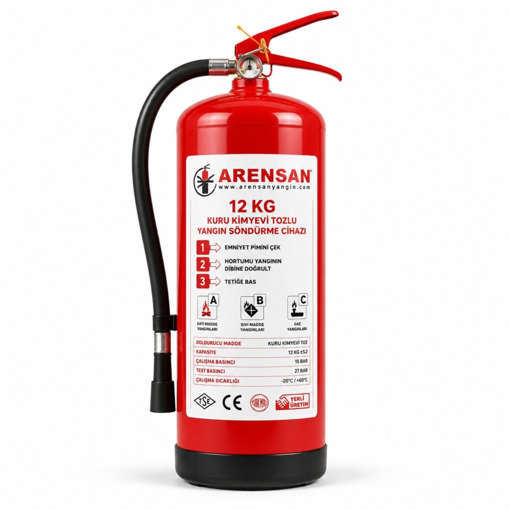 12 kg ABC kuru kimyevi tozlu yangın söndürme tüpü